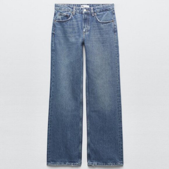ZARA TRF MID RISE WIDE LEG JEANS - Picture 1 of 4